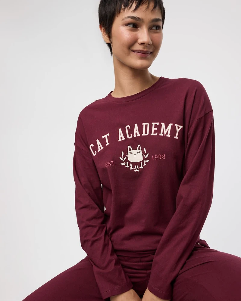 Long-Sleeve Top and Jogger Cotton Pyjama Set