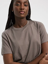 Crew-Neck Tee with Bubble Hem