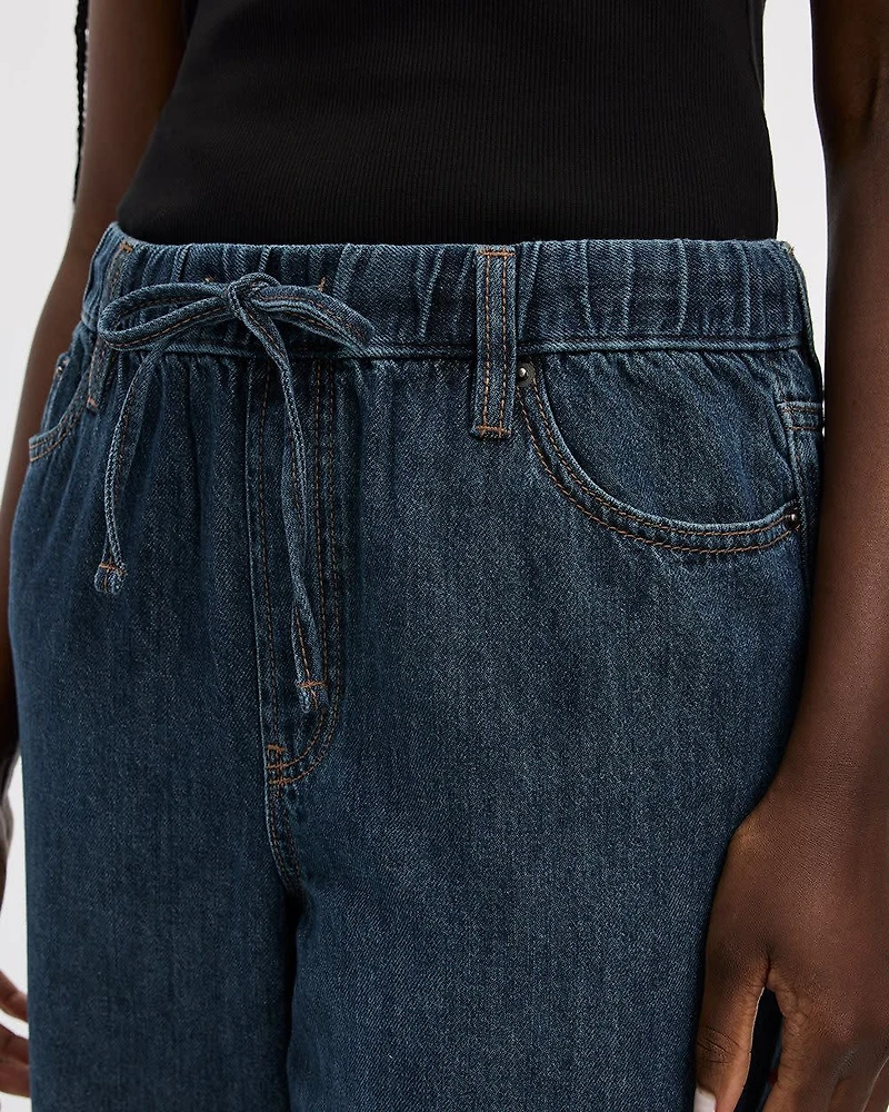 Wide-Leg Mid-Rise Jean with Drawstring