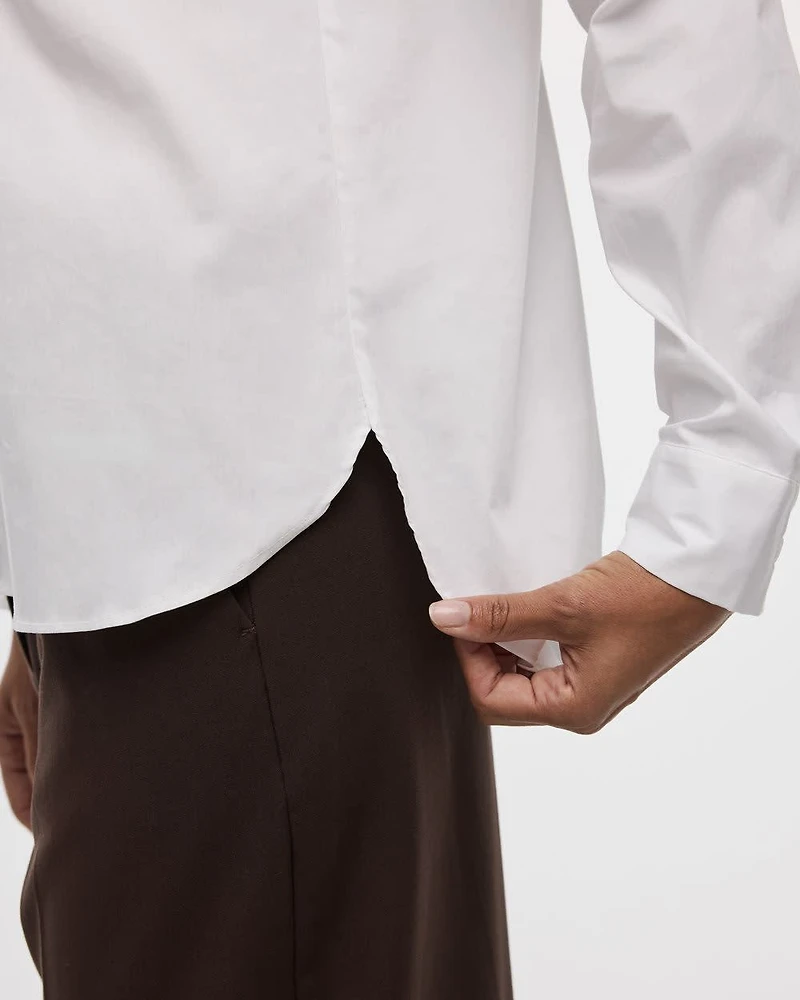 Long-Sleeve Poplin Shirt with Chest Pocket