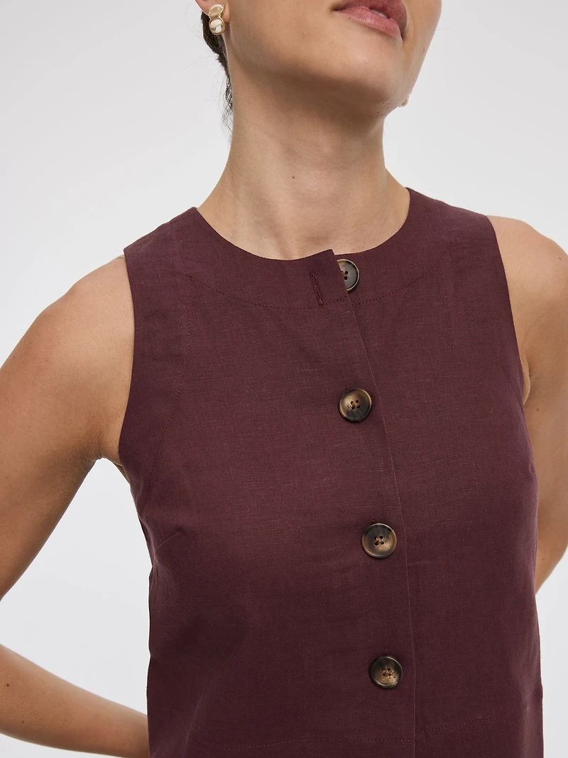 Linen-Blend Vest