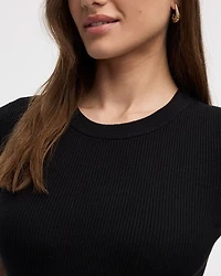 Short-Sleeve Crew-Neck Ribbed Sweater