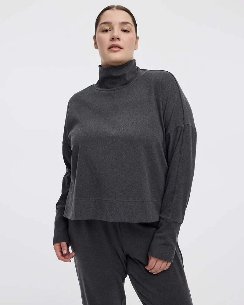 Long-Sleeve Mock-Neck Pullover - Hyba