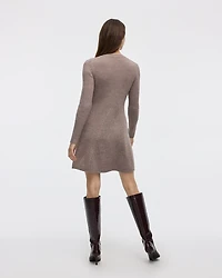 Long-Sleeve Crew-Neck Ribbed Sweater Dress