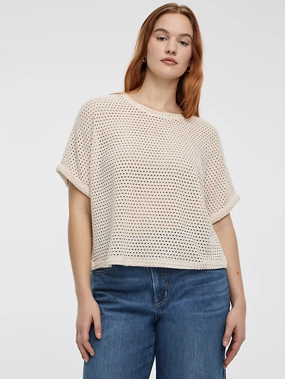 Short-Dolman-Sleeve Boat-Neck Tee