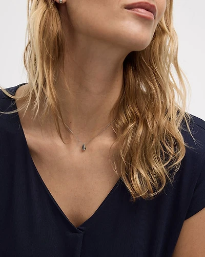 Stainless Steel Short Necklace with Teardrop Pendant