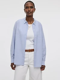 Blouse boutonnée gaufrée à manches longues