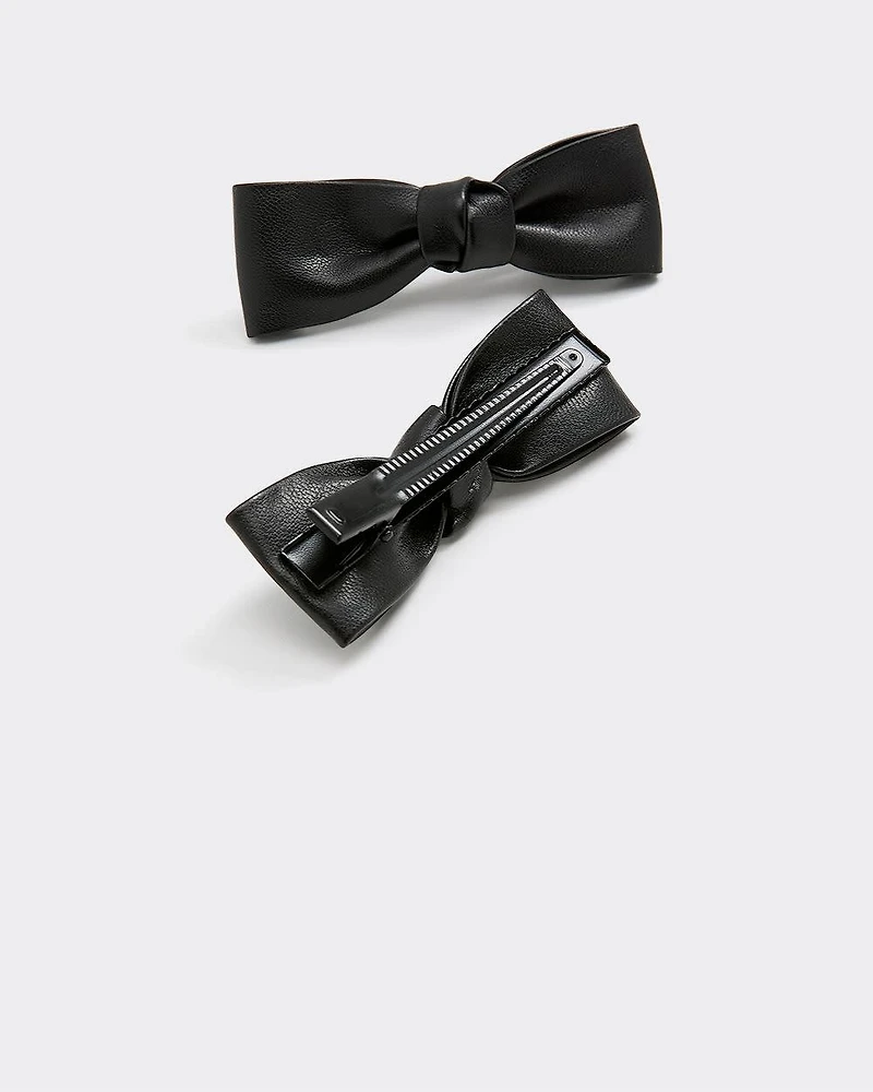 Barrettes en faux cuir en forme de boucle - Ens. de 2