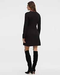 Long-Sleeve Crew-Neck Ribbed Sweater Dress