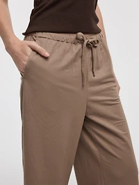 Pantalon court en tricot piqué à jambe large