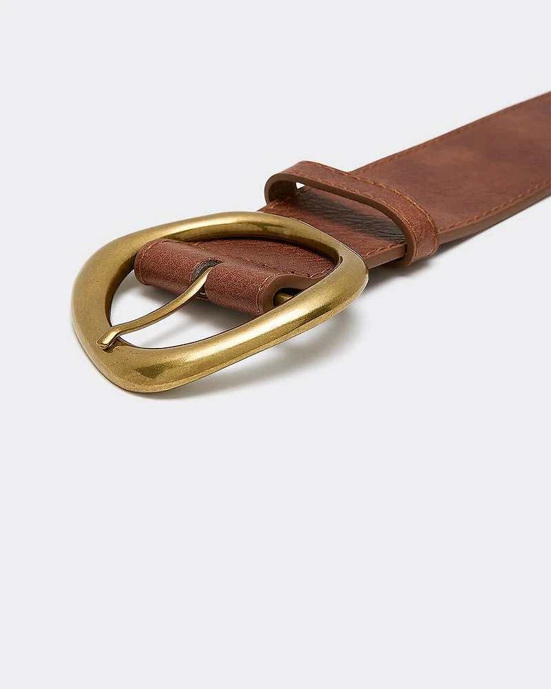 Ceinture large en faux cuir à boucle audacieuse