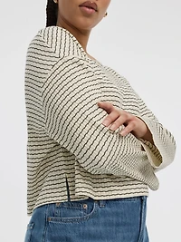 Striped Long-Sleeve Boat-Neck T-Shirt
