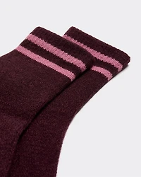 Anklet Winter Socks with Striped Hem