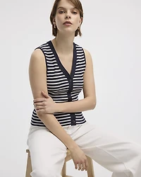 Striped V-Neck Ribbed Tank