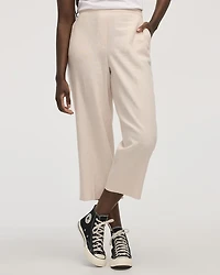 Cropped Wide-Leg Linen-Blend Pant - Petite