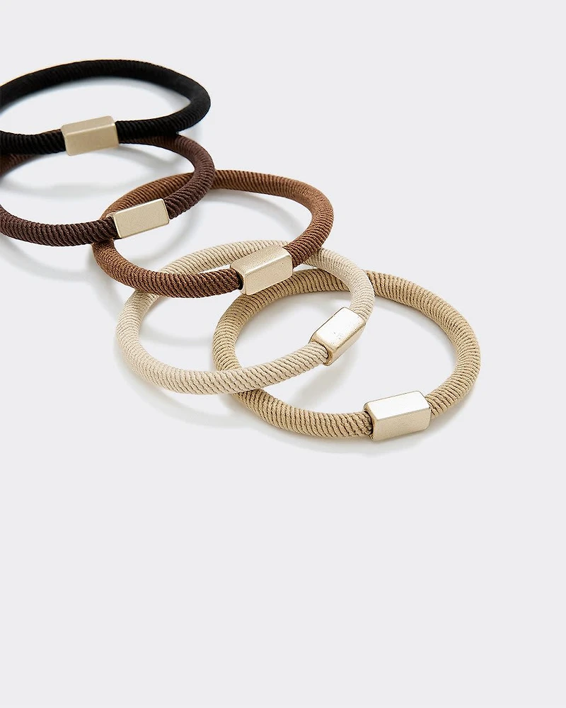 Hair Ties with Metal Piece - Set of 5