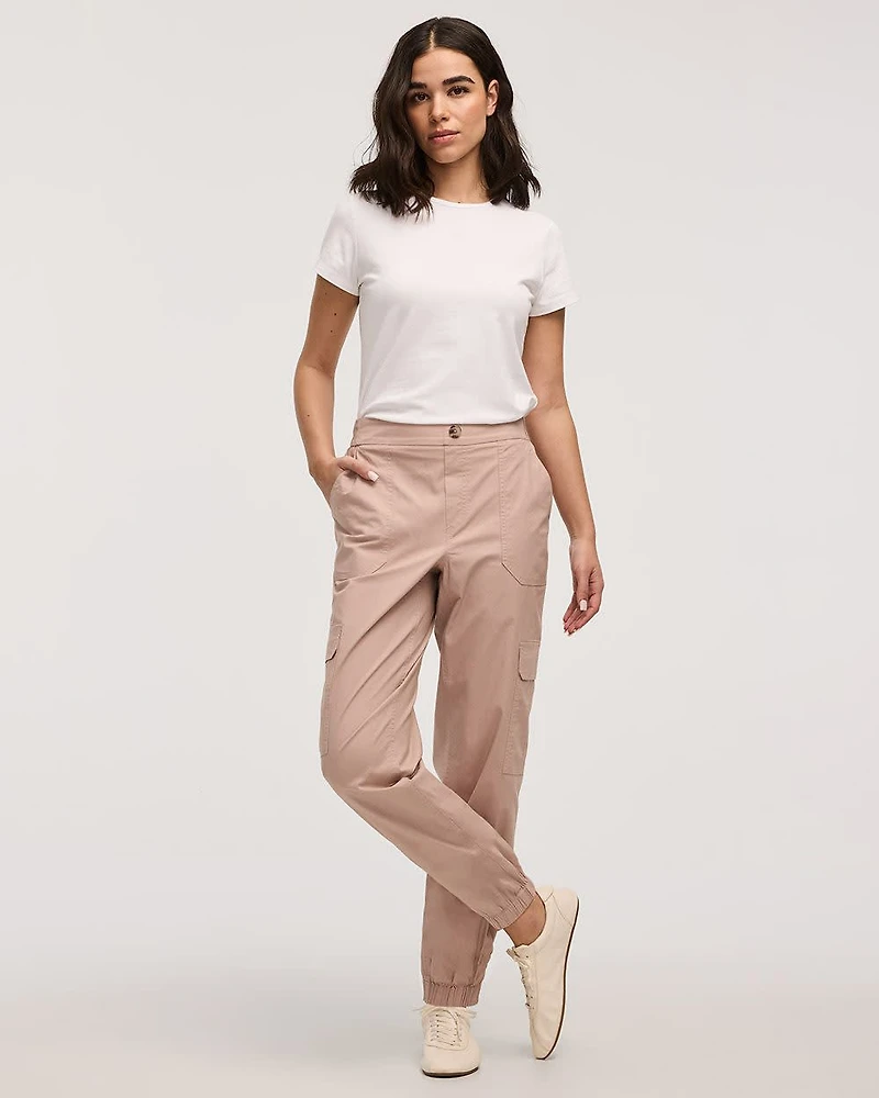 Pantalon jogger en popeline avec poches cargo - Long