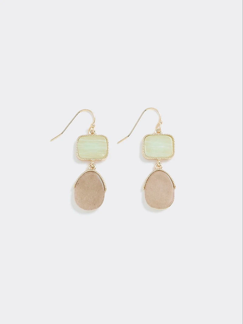 Two-Tone Earrings with Semi-Precious Stones