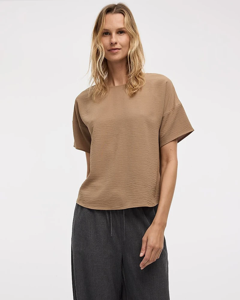 Short-Sleeve Crew-Neck T-Shirt Blouse