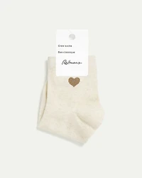 Cotton Crew Socks with Heart