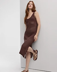 Sleeveless U-Neck Crochet Midi Dress