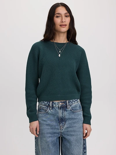 Long-Dolman-Sleeve Crew-Neck Pullover