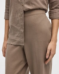 Pantacourt en mélange de lin à jambe large