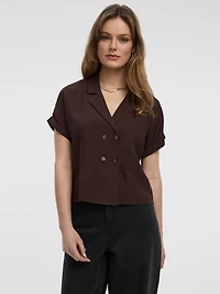 Satiny Short-Sleeve Shirt