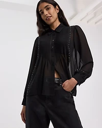 Long-Sleeve Shirt with Studs