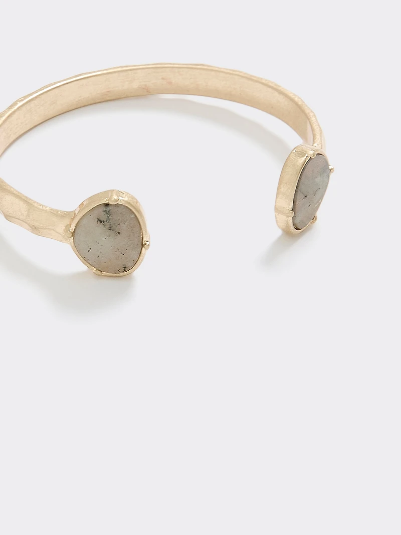 Open Cuff Bracelet with Semi-Precious Stones