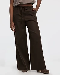 Wide-Leg Linen-Blend Pant