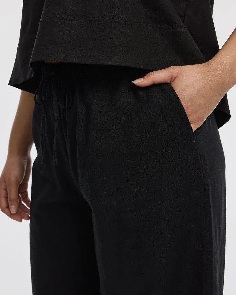 Wide-Leg Linen-Blend Pant