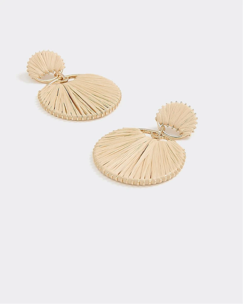 Boucles d'oreilles en raphia avec pendentifs