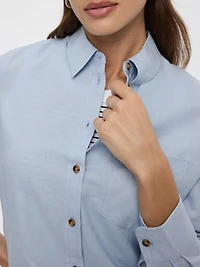Chemise en mélange de lin à manches longues