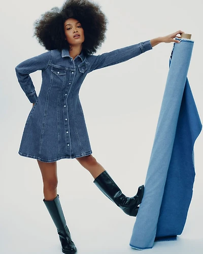 Long-Sleeve Shirt Denim Dress