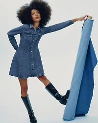 Long-Sleeve Shirt Denim Dress