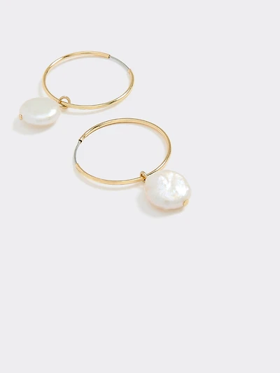 Thin Endless Hoops with Pearls