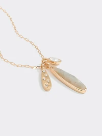 Long Necklace with Stone Teardrop Pendant