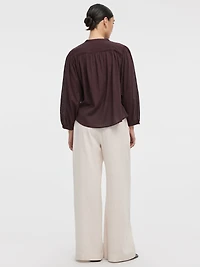 Blouse en gaze à boutonner col rond