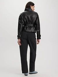 Belted Faux Leather Jacket