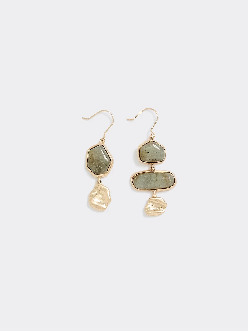 Asymmetrical Stone Pendant Earrings