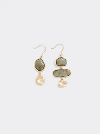 Asymmetrical Stone Pendant Earrings