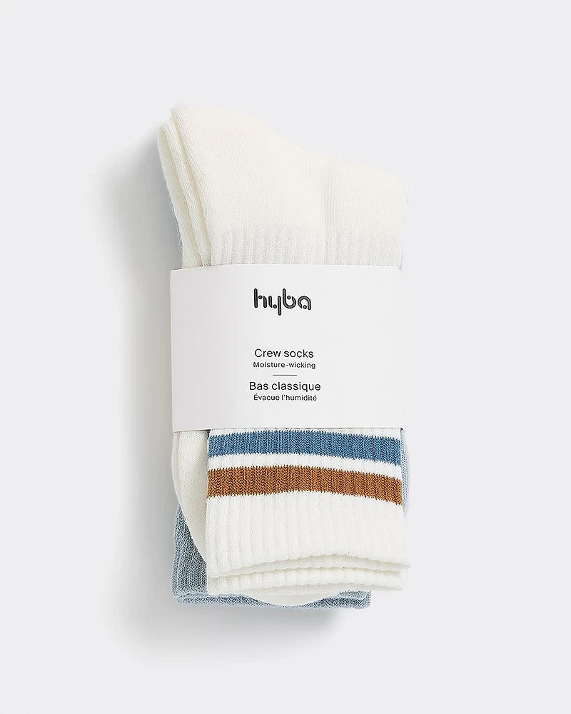 Striped and Solid Crew Socks - Hyba 2 pairs
