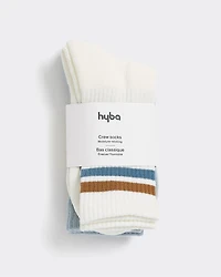Striped and Solid Crew Socks - Hyba 2 pairs