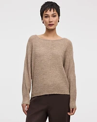 Long-Sleeve Boat-Neck Boxy Sweater with All-Over Sequins