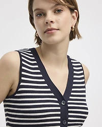 Striped V-Neck Ribbed Tank
