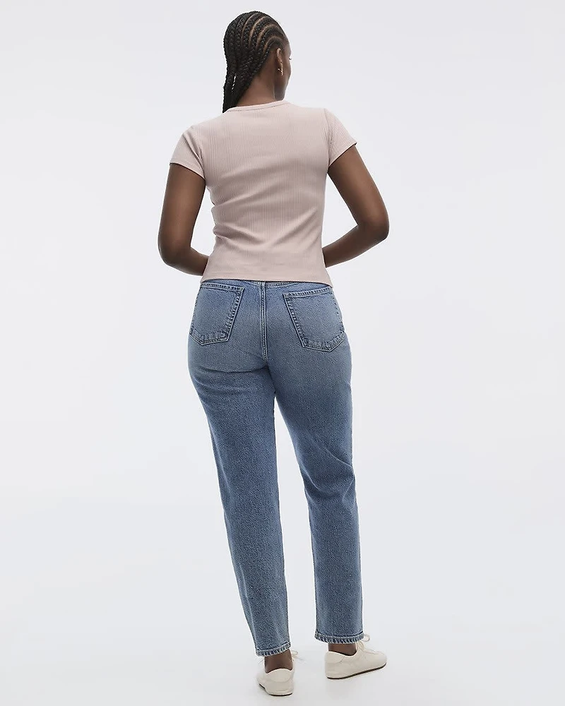 Fitted Crew-Neck Ribbed T-Shirt