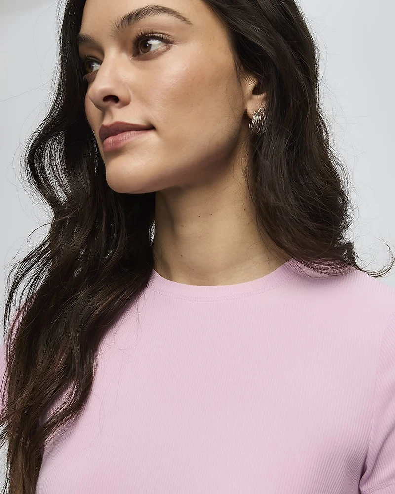 Ribbed Fitted Crew Neck T-Shirt - R Essentials