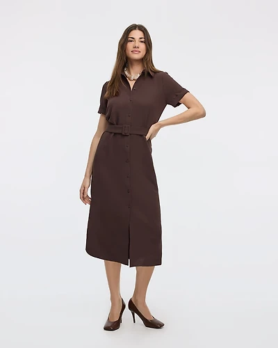 Short-Sleeve Buttoned-Down Shirt Dress