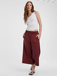 Cropped Wide-Leg Linen-Blend Pant